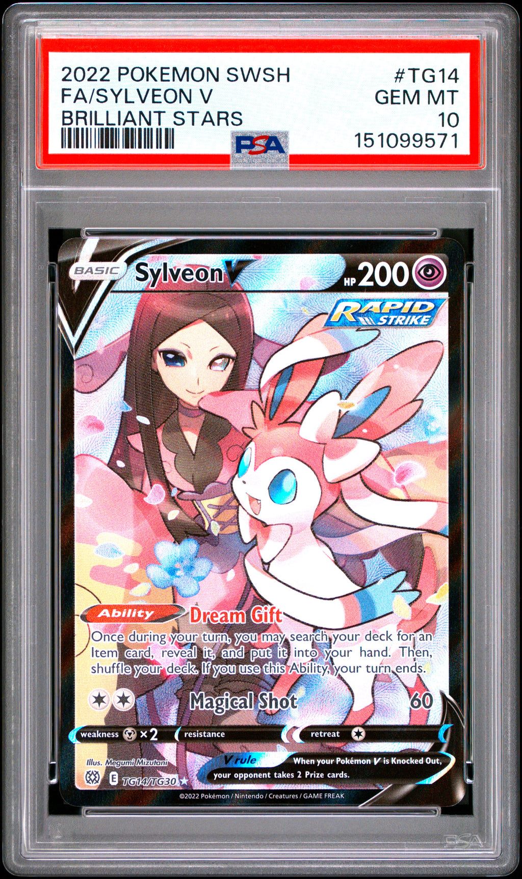 PSA 10 2022 POKEMON SWORD & SHIELD BRILLIANT STARS #TG14 FA/SYLVEON V BRILLIANT STARS
